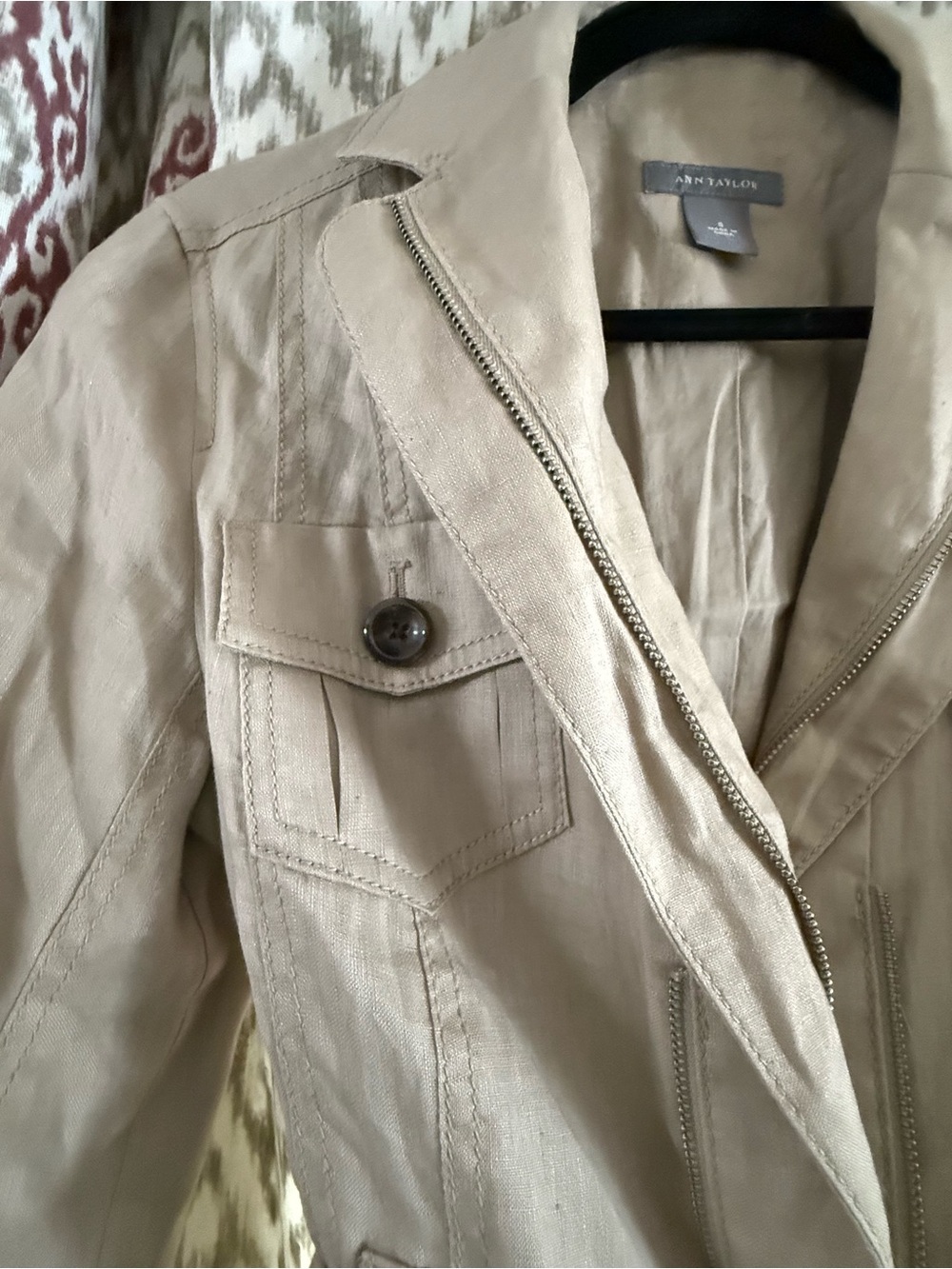 Ann Taylor Taupe Utility Safari Belted Jacket - Picture 7 of 14